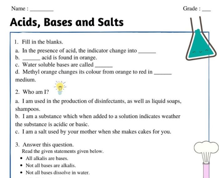 Acid bases and salts worksheet